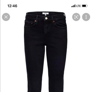 RE/DONE 90'S MID-RISE ANKLE CROP - JET BLUE BLACK